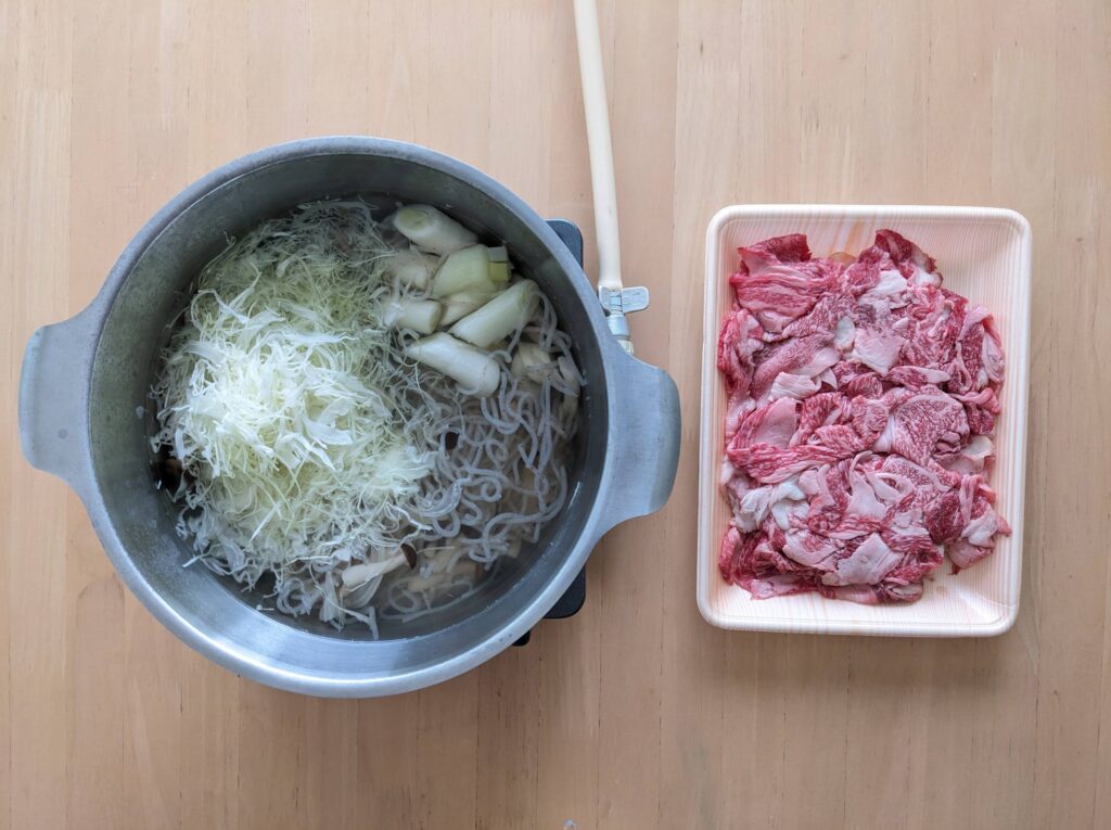 九州産黒毛和牛切り落とし肉の味をしっかり味わいたかったので しゃぶしゃぶを作りました