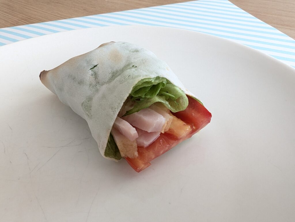 お米で作ったシート（ライスラップシート）は焼いてもパリパリで美味しいです！